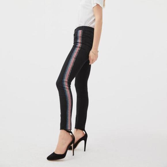 Mother High Waisted Looker Ankle Fray Guilty Glitter Racer 26 - Picture 2 of 16